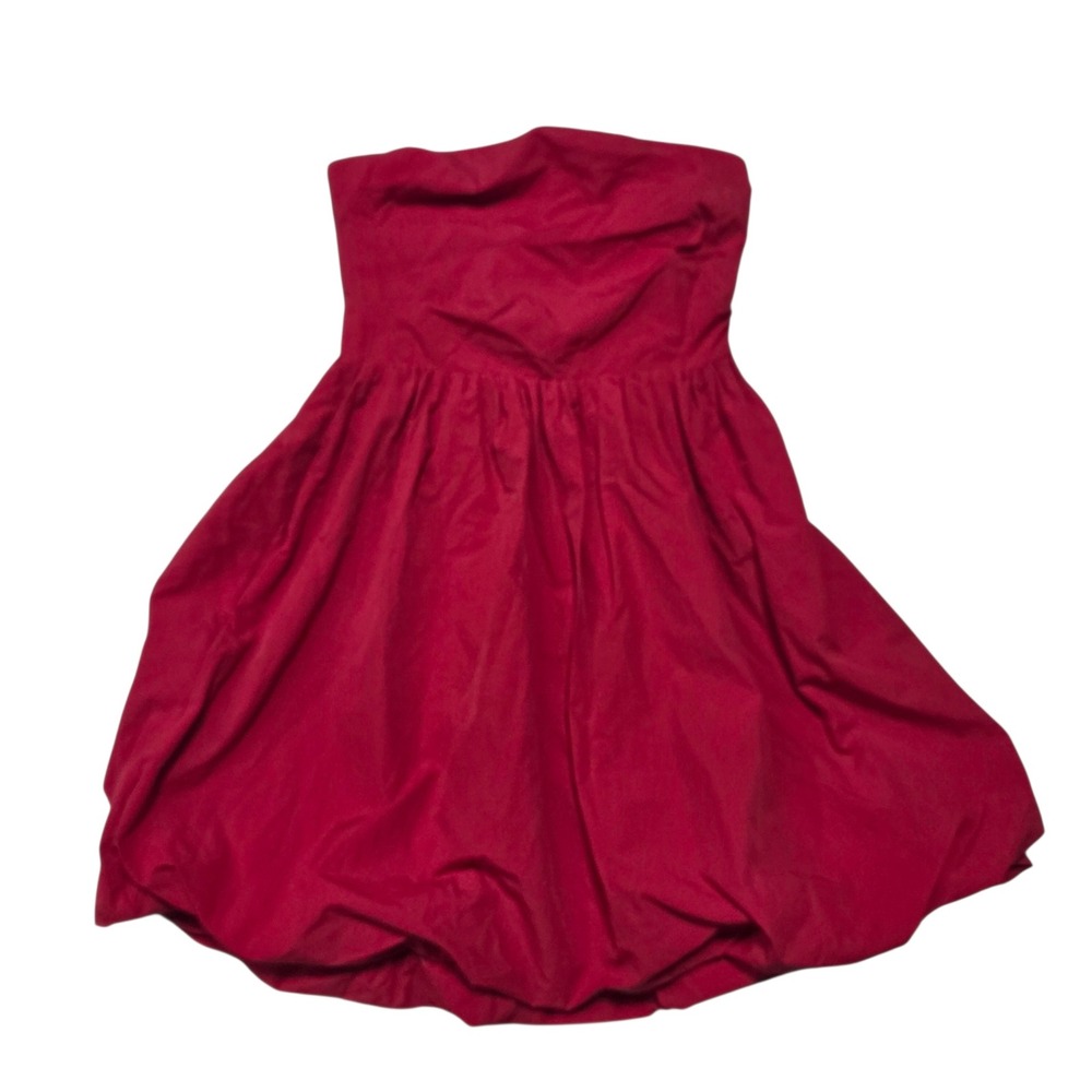 Amanda Uprichard Dress Womens Small Red Strapless Bubble Hem Lace Up Mini Party